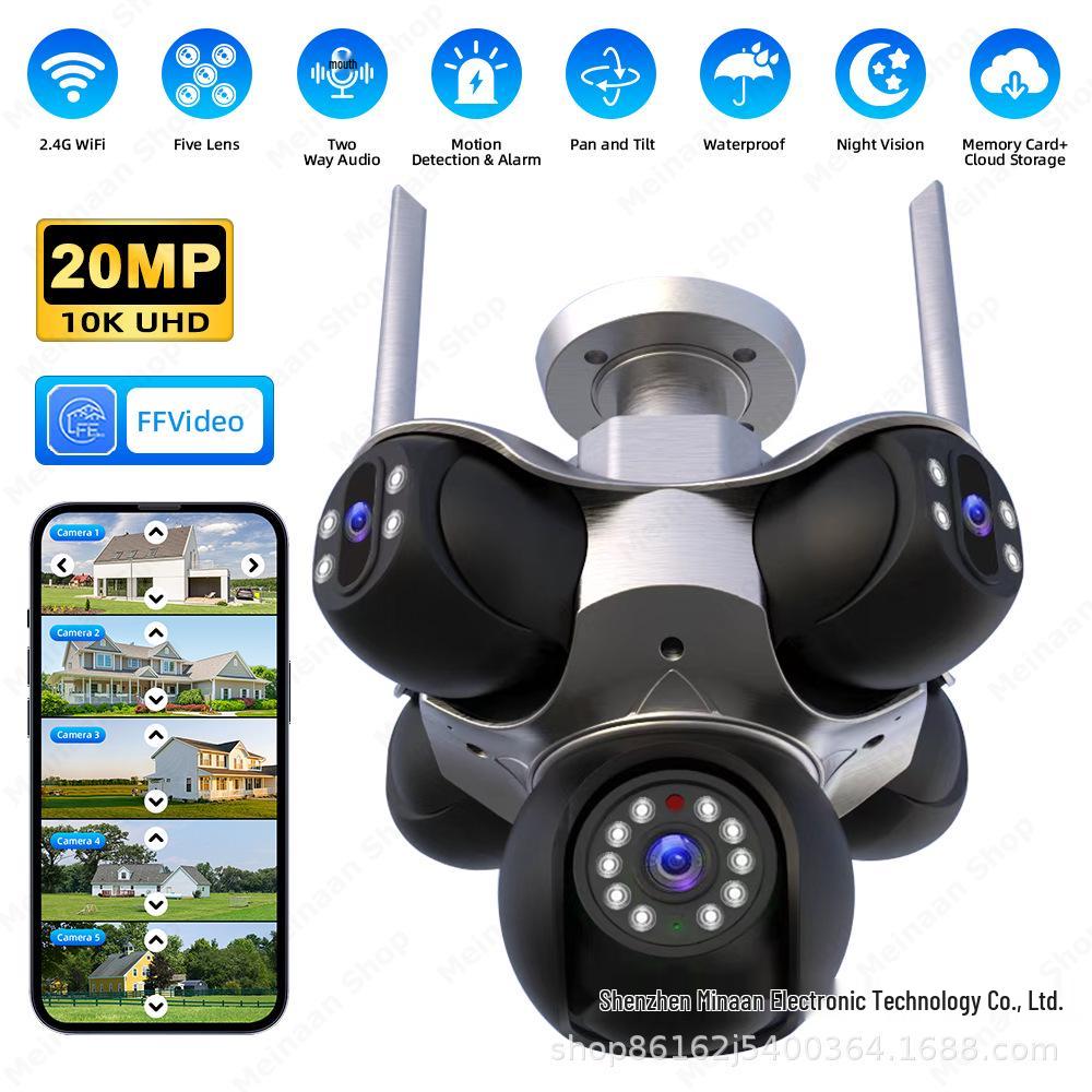 Full-Color Night Vision 5-Lens PTZ WiFi Outdoor Waterproof Bullet Camera with Two-Way Audio
Full-Color Night Vision 5-Lens PTZ WiFi Outdoor Waterproof Bullet Camera with Two-Way Audio