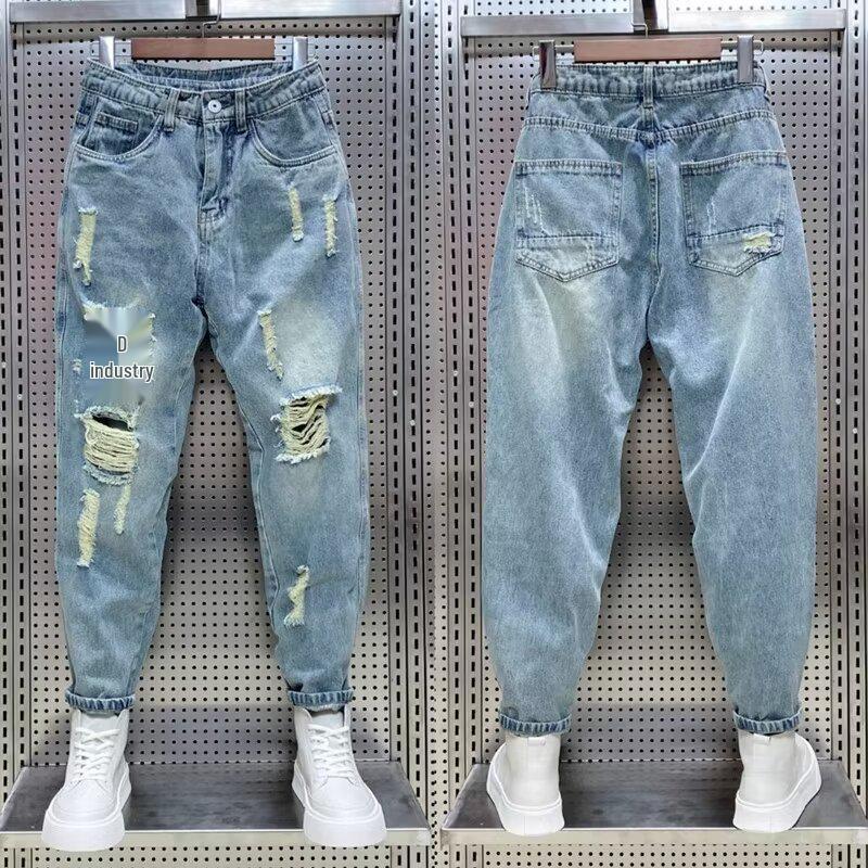 Мужские рваные джинсы слим-фит: Летний легкий, повседневный стиль гарем с девятью точками 28 синий
Мужские рваные джинсы слим-фит: Летний легкий, повседневный стиль гарем с девятью точками 28 синий