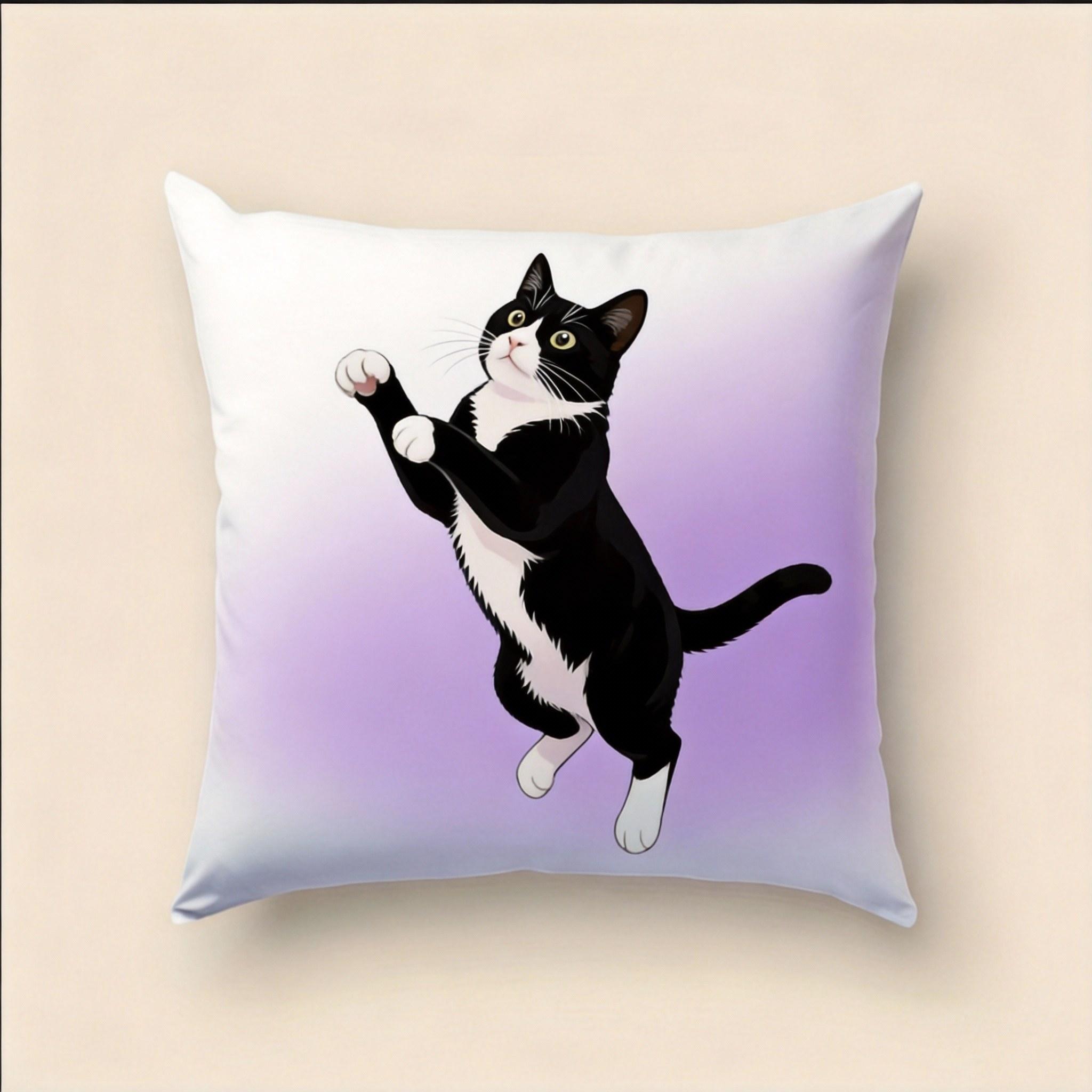 Realistic Black White Cat Pillow Cushion Cover pc Tuxedo Cat Art with Green Eyes Modern Decor for Sofa or Bedroom 40cmx40cm
Realistic Black White Cat Pillow Cushion Cover pc Tuxedo Cat Art with Green Eyes Modern Decor for Sofa or Bedroom 40cmx40cm