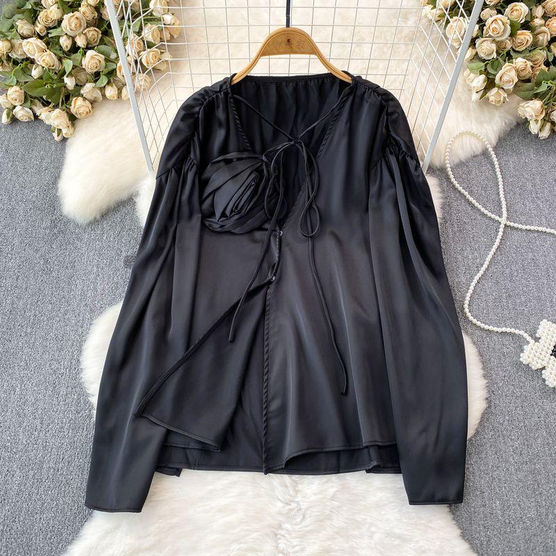 K-style Stereo V Neck Loose Satin Casual Flowers Black One size
K-style Stereo V Neck Loose Satin Casual Flowers Black One size
