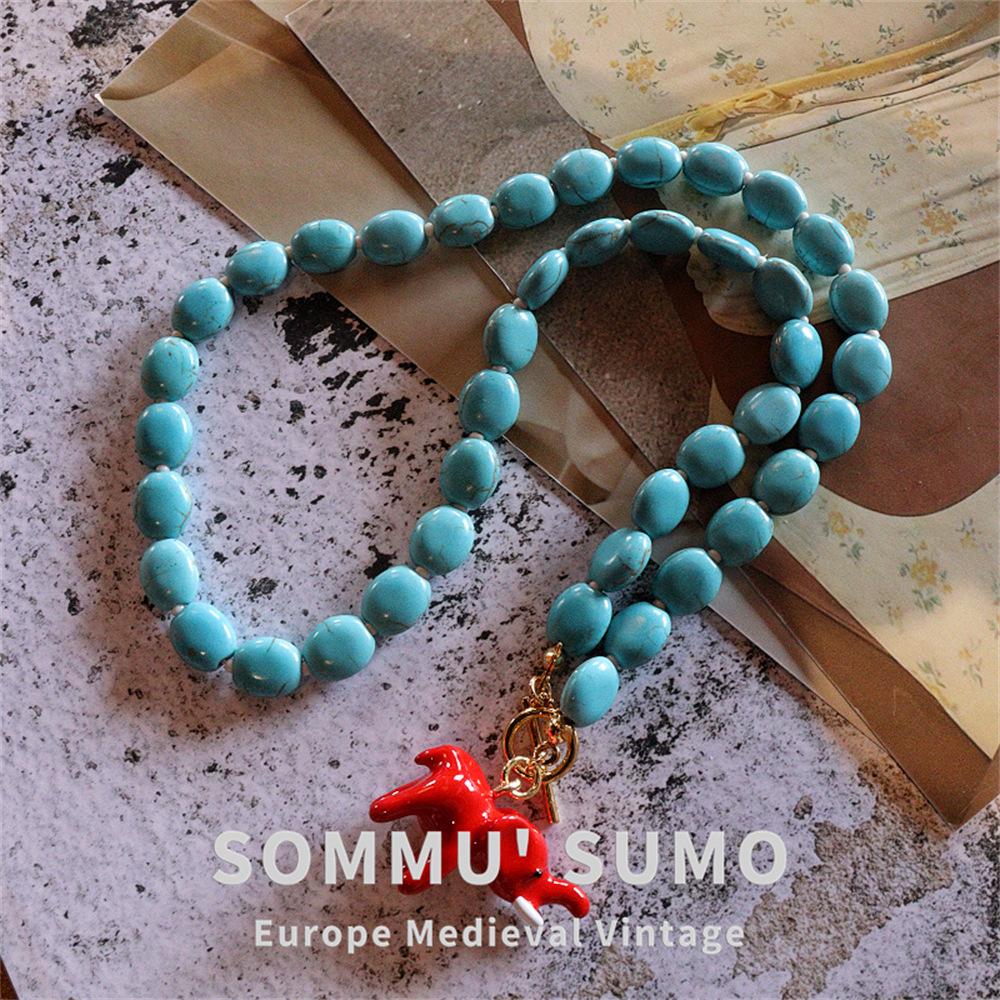 Niche design oval turquoise synthetic stone vintage elephant literary gold plated OT buckle fashion collarbone necklace
Niche design oval turquoise synthetic stone vintage elephant literary gold plated OT buckle fashion collarbone necklace