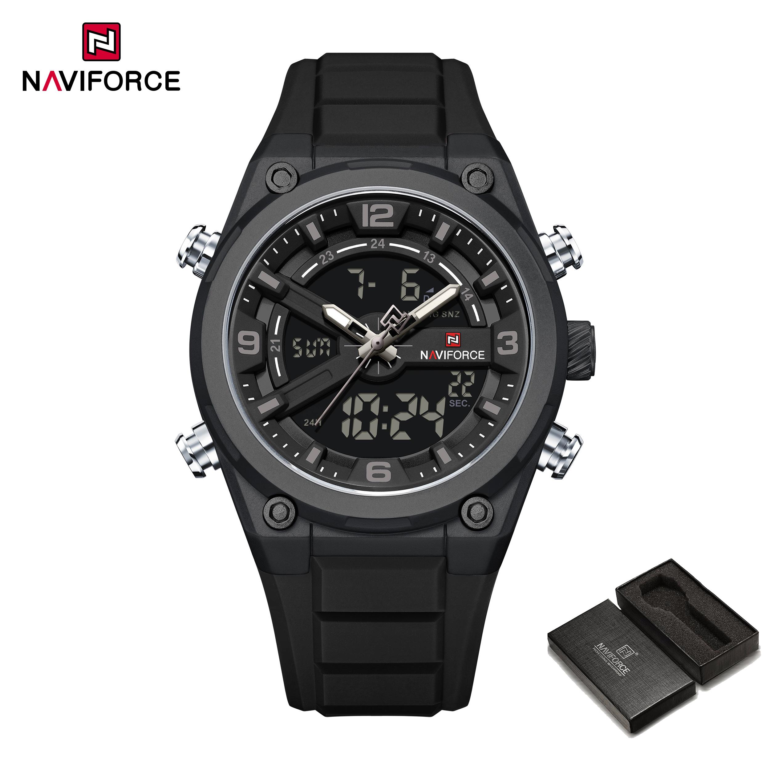 Naviforce Оригінальний чоловічий кварцовий годинник Календар Дата РК-дисплей Світловідбиваючі стрілки Силіконовий ремінець Водонепроникний 30 м Чоловічий повсякденний модний годинник NF9265 чорний
Naviforce Оригінальний чоловічий кварцовий годинник Календар Дата РК-дисплей Світловідбиваючі стрілки Силіконовий ремінець Водонепроникний 30 м Чоловічий повсякденний модний годинник NF9265 чорний