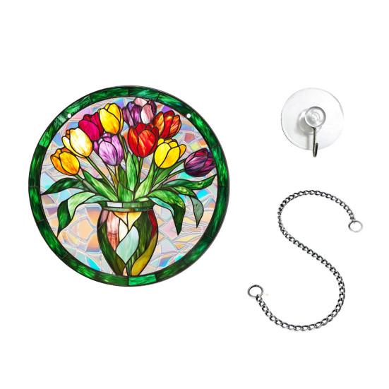 Stained Glass Window Hanging Ornament Colorful Acrylic Suncatcher Panel with Chain And Suction Cup for Home Garden 5
Stained Glass Window Hanging Ornament Colorful Acrylic Suncatcher Panel with Chain And Suction Cup for Home Garden 5