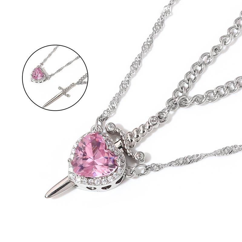 2pcs Can Be Assembled Heart and Sword Zircon Pendant Necklace for Women Men Couple Copper Golden Plated Choker Chain Zircon розовый/медный
2pcs Can Be Assembled Heart and Sword Zircon Pendant Necklace for Women Men Couple Copper Golden Plated Choker Chain Zircon розовый/медный