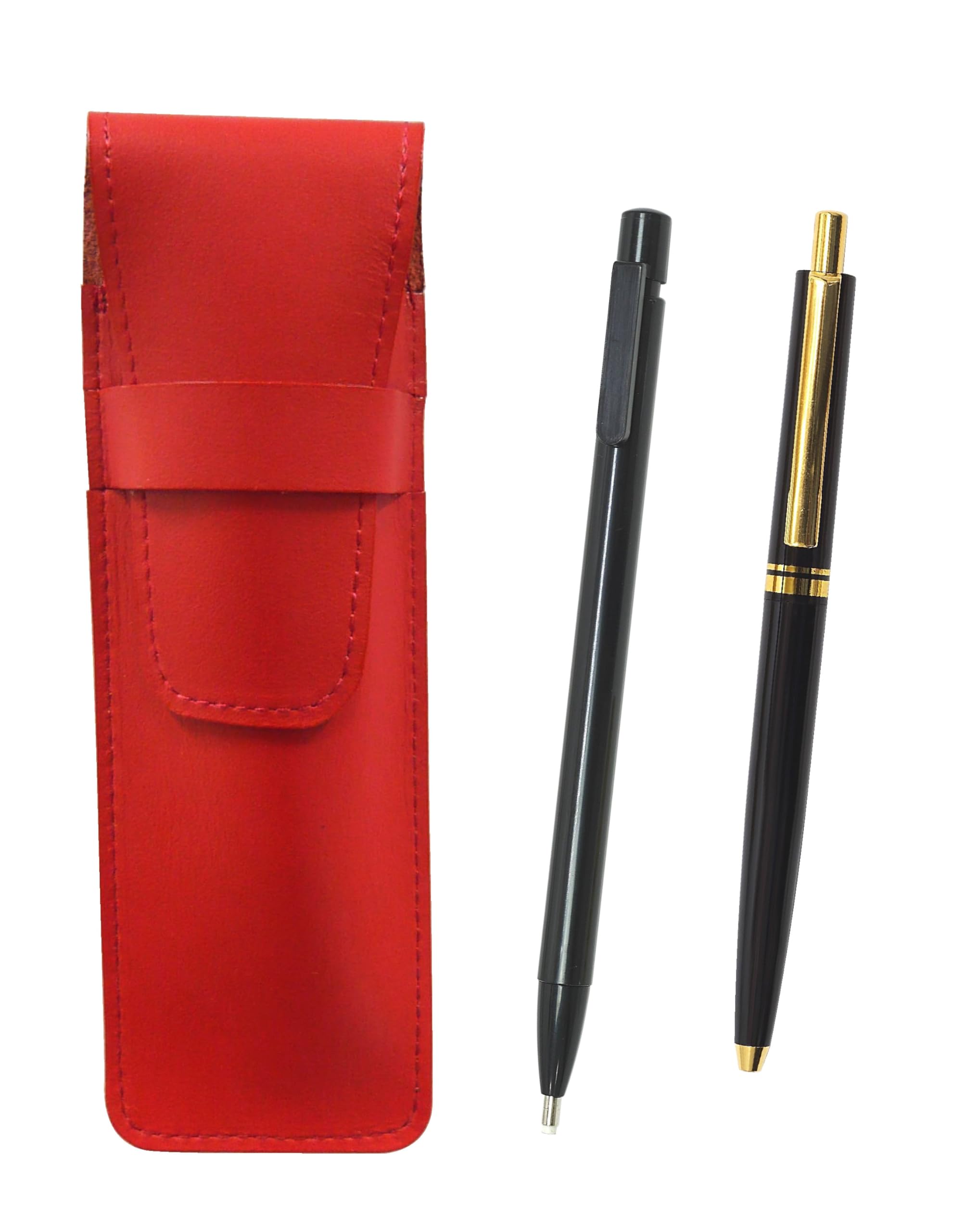 2 Pack Slim Cowhide Pencil Case Red Extra Fine Knock Type Eraser Black and AP300 1965 Reproduction Knock Type Metal Clip Mechanical Pencil Set Black
2 Pack Slim Cowhide Pencil Case Red Extra Fine Knock Type Eraser Black and AP300 1965 Reproduction Knock Type Metal Clip Mechanical Pencil Set Black