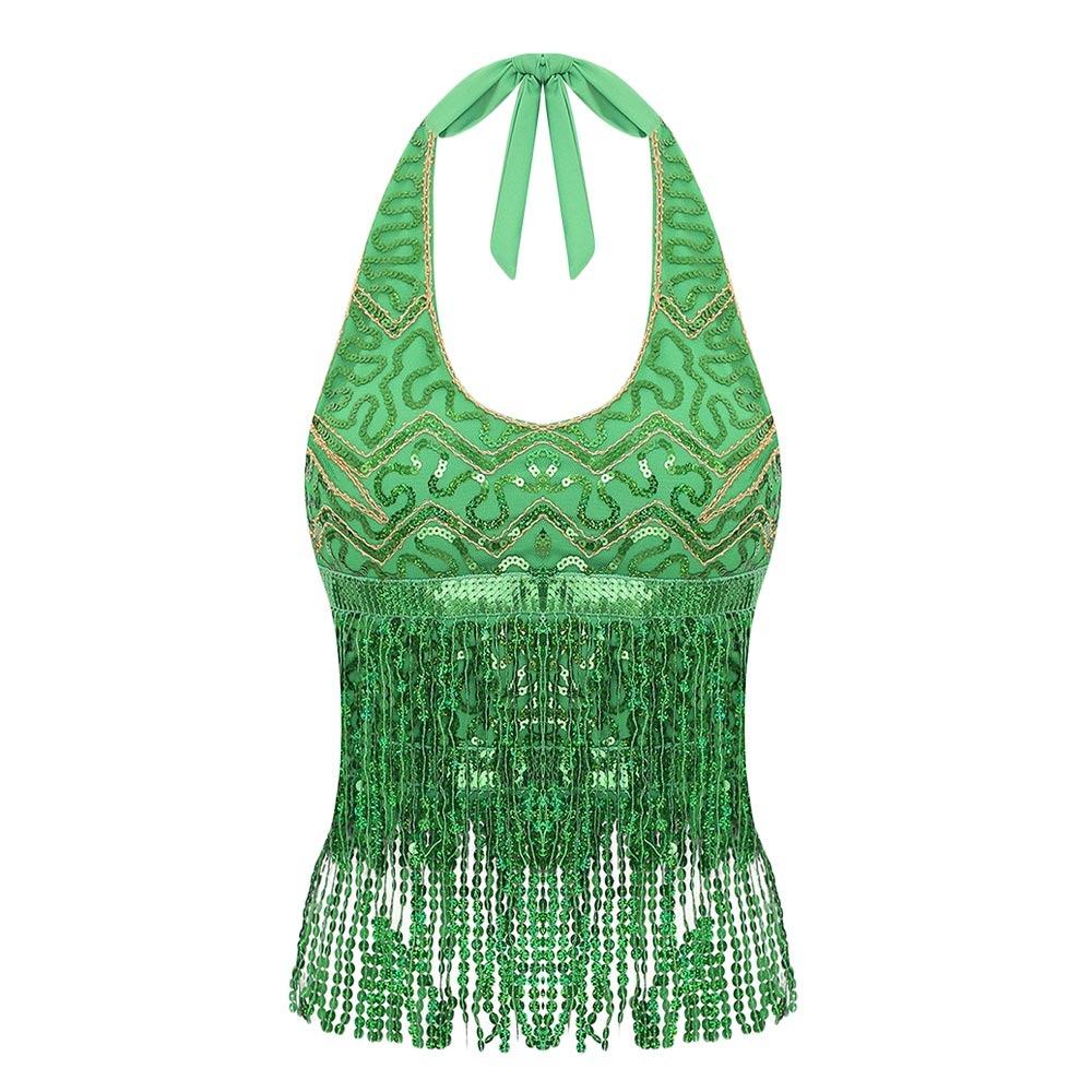 Charming Shiny Belly Dance Bra Tassel Halter Neck Stage Performance Top Sleeveless Dance Wear Show Costumes Women зелёный
Charming Shiny Belly Dance Bra Tassel Halter Neck Stage Performance Top Sleeveless Dance Wear Show Costumes Women зелёный