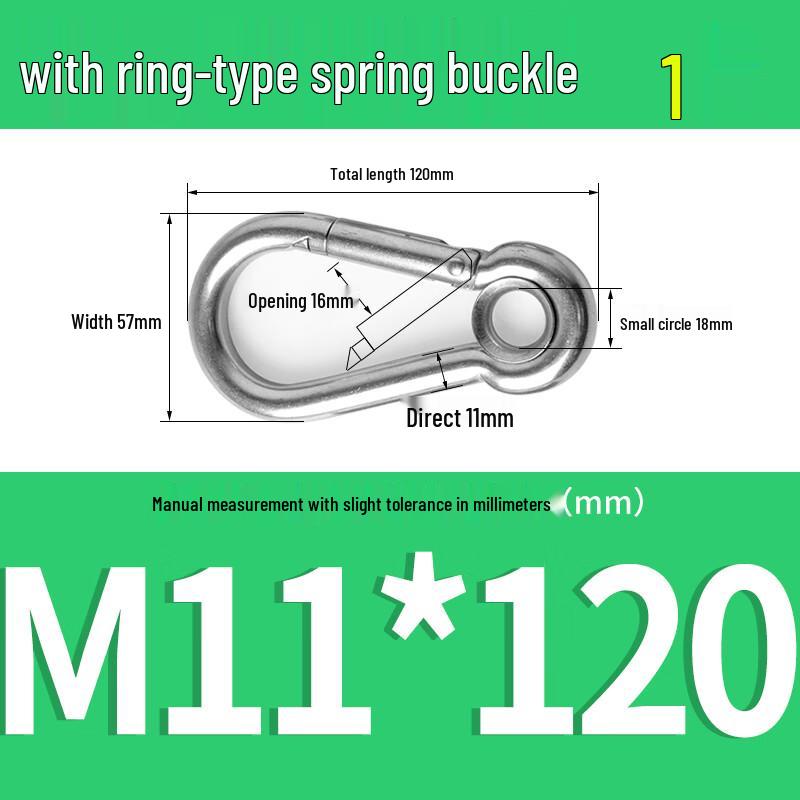Outdoor Stainless Steel Safety Snap Hook with Ring, M11*120
Outdoor Stainless Steel Safety Snap Hook with Ring, M11*120