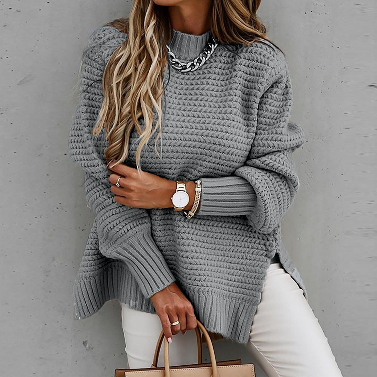 Женский модный свободный однотонный свитер с длинным рукавом и высокой горловиной, толстый, с разрезами по бокам L
Женский модный свободный однотонный свитер с длинным рукавом и высокой горловиной, толстый, с разрезами по бокам L
