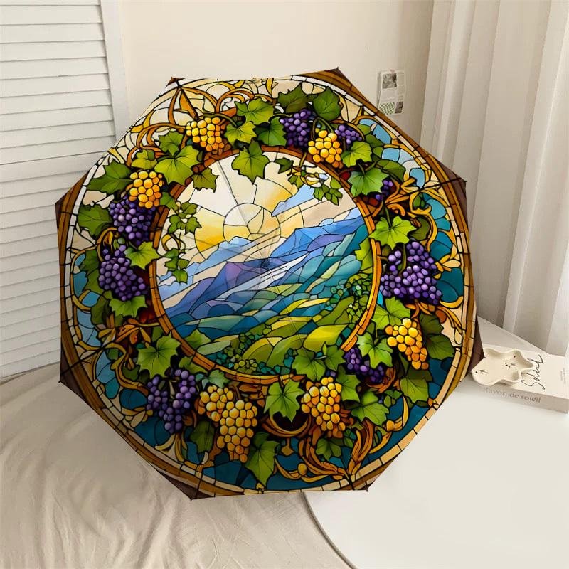 1PC stained glass grapesAutomatic Open/Close Umbrella with Windproof, 8-Rib Sturdy Canopy, Durable Ribs, Fashionable Design, Outdoor Accessory, Fun Pr
1PC stained glass grapesAutomatic Open/Close Umbrella with Windproof, 8-Rib Sturdy Canopy, Durable Ribs, Fashionable Design, Outdoor Accessory, Fun Pr