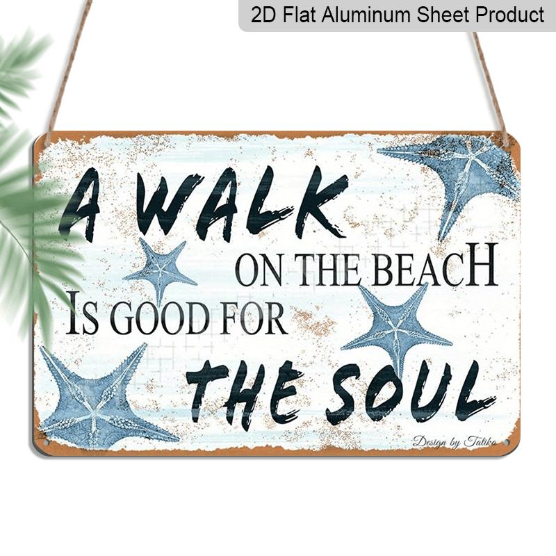 2D Flat Vintage Coastal Aluminum Wall Art Plaque - A Walk on The Beach Is Good for The Soul - Starfish & Seashell Decor - Rustic White & Blue 20*30cm
2D Flat Vintage Coastal Aluminum Wall Art Plaque - A Walk on The Beach Is Good for The Soul - Starfish & Seashell Decor - Rustic White & Blue 20*30cm