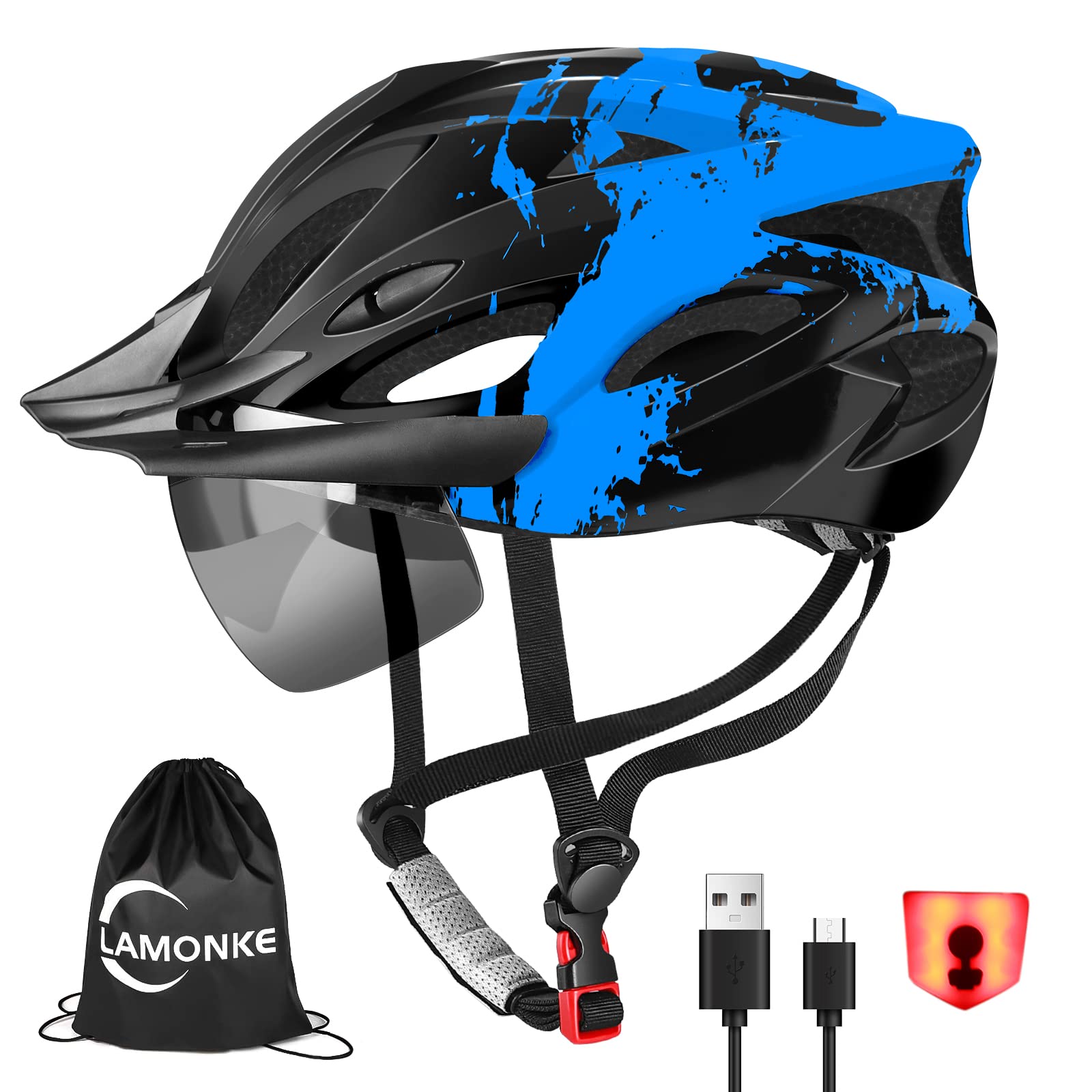 LAMONKE Bicycle Helmet for LED Magnetic Sun 18 Ventilation Highly Cycling Road Dual Use Ultra Impact Cycle Adjustable Sports Storage Bag Included
LAMONKE Bicycle Helmet for LED Magnetic Sun 18 Ventilation Highly Cycling Road Dual Use Ultra Impact Cycle Adjustable Sports Storage Bag Included