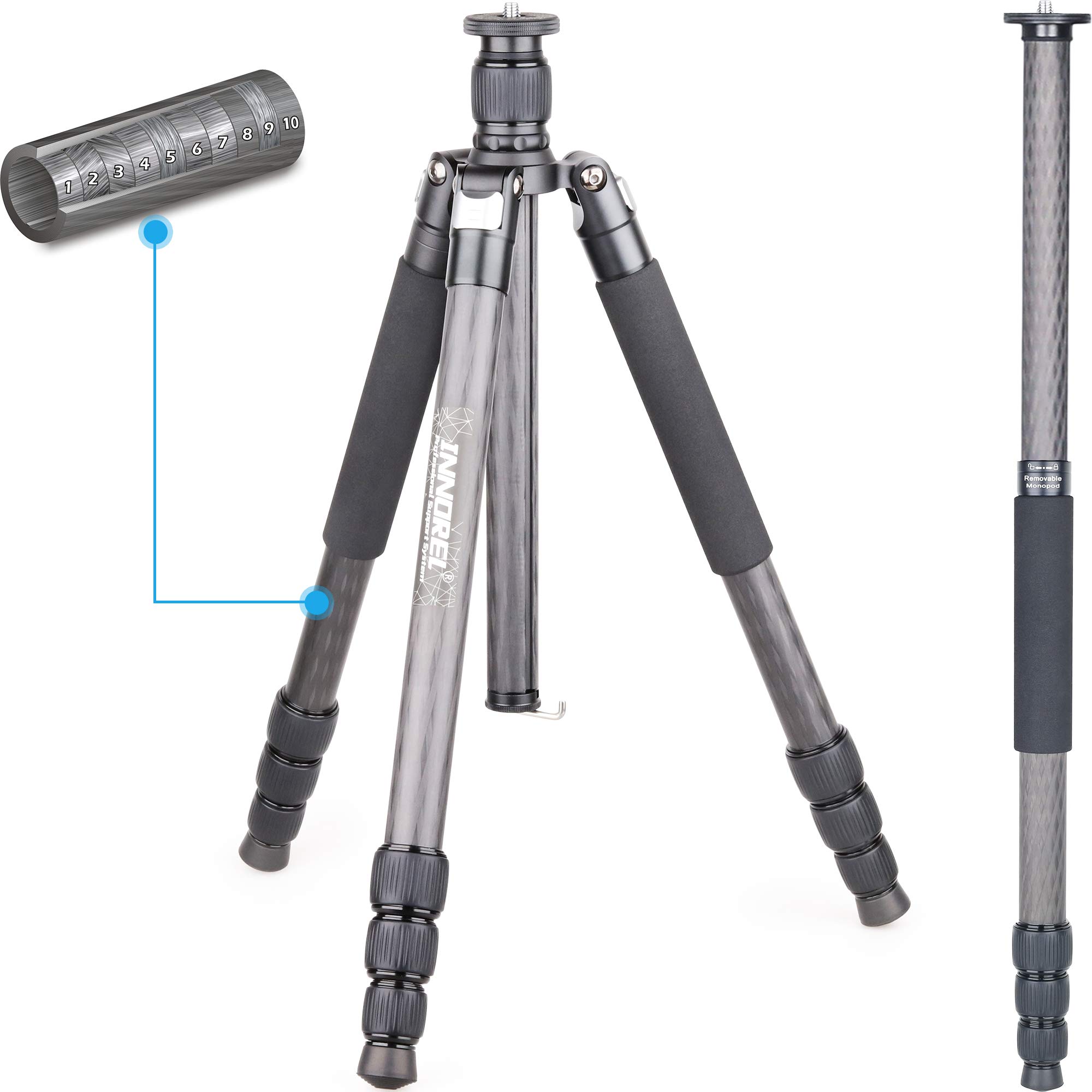 INNOREL RT75C Carbon Tripod 165CM Travel Tripod Professional Grade Nut Lock Elevator Load Capacity 20KG Leg Adjustable Monopod Pipe Diameter 29mm чорний
INNOREL RT75C Carbon Tripod 165CM Travel Tripod Professional Grade Nut Lock Elevator Load Capacity 20KG Leg Adjustable Monopod Pipe Diameter 29mm чорний