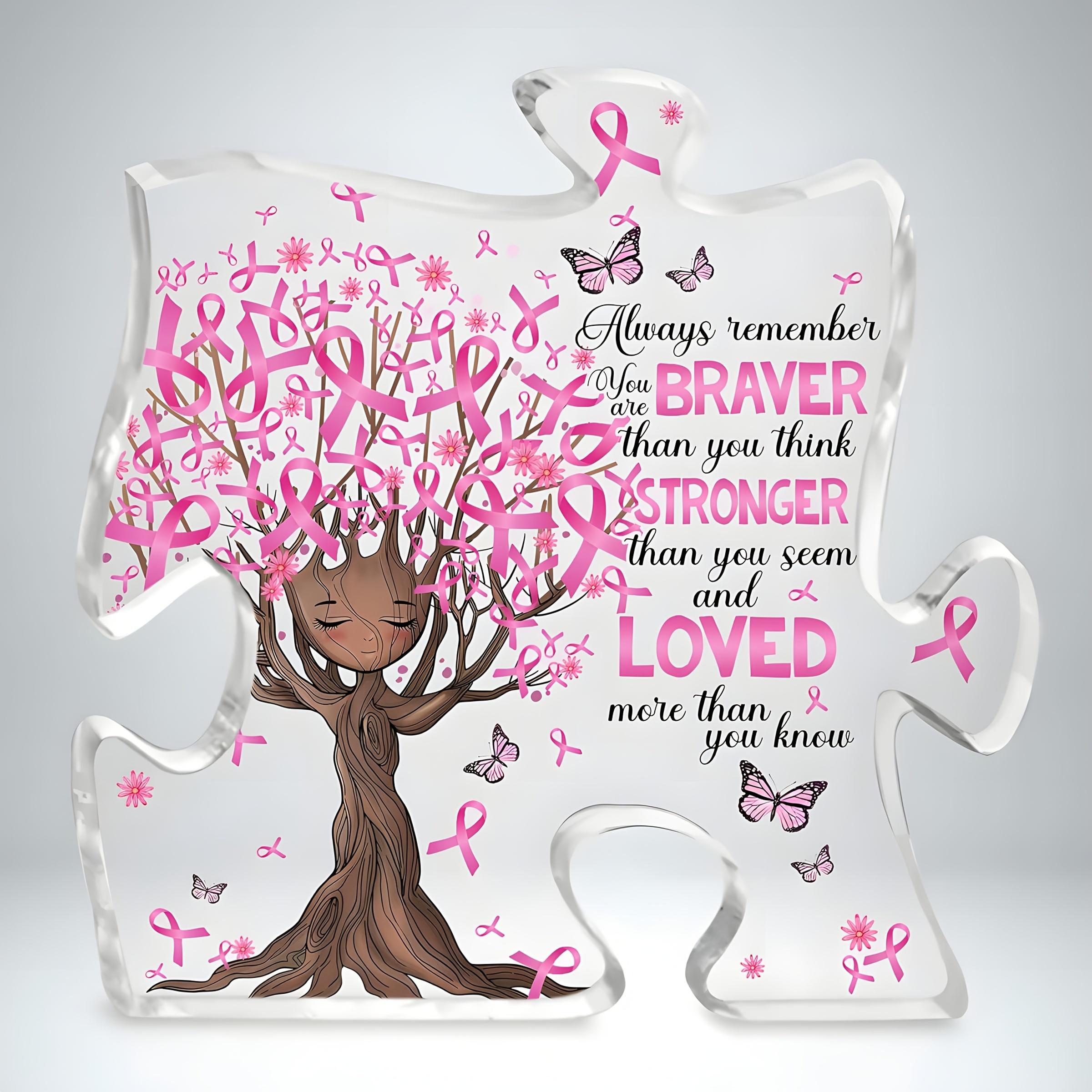 1pc Pink Breast Cancer Awareness Acrylic Plaque with Inspirational Quote - Always Remember You Are Braver Than You Seem Stronger 10*10cm
1pc Pink Breast Cancer Awareness Acrylic Plaque with Inspirational Quote - Always Remember You Are Braver Than You Seem Stronger 10*10cm