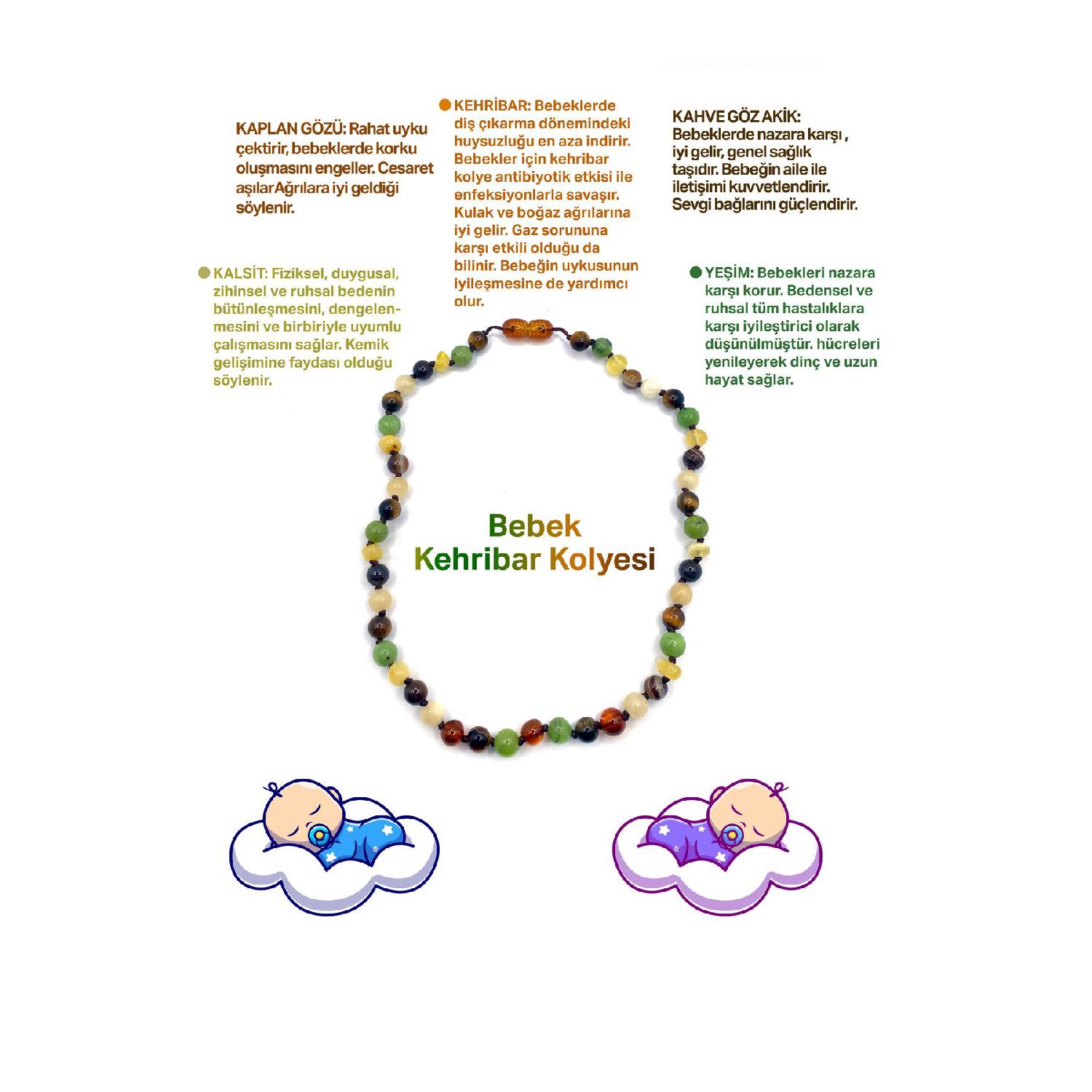 Certified Baby Amber Necklace (amber, Jade, Tiger Eye, Brown Eye Agate, Calcite)
Certified Baby Amber Necklace (amber, Jade, Tiger Eye, Brown Eye Agate, Calcite)