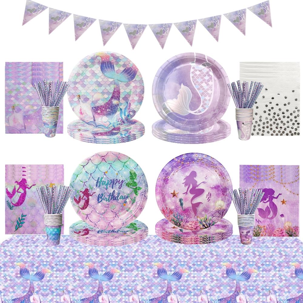 Little Mermaid Party Disposable Tableware Set Paper Plate Cup Tablecloth for Girl Kids Mermaid Theme Birthday Party Decoration
Little Mermaid Party Disposable Tableware Set Paper Plate Cup Tablecloth for Girl Kids Mermaid Theme Birthday Party Decoration