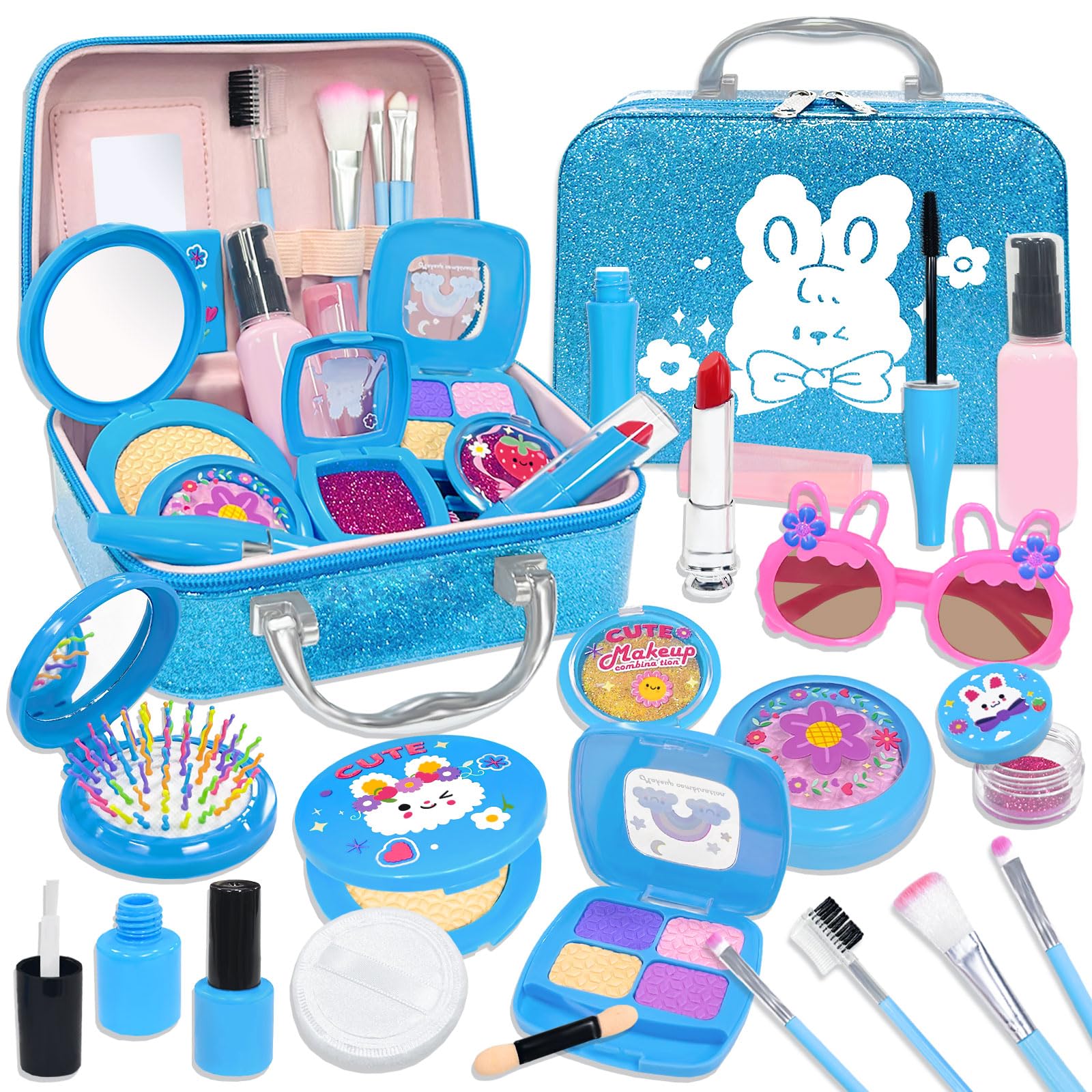 VBACALA Pretend Play Makeup Toy, 24 Pieces (No Coloring Required), Cute Bunny Dresser Toy for Girls, Includes Sunglasses, Makeup Brush, Makeup Tools,
VBACALA Pretend Play Makeup Toy, 24 Pieces (No Coloring Required), Cute Bunny Dresser Toy for Girls, Includes Sunglasses, Makeup Brush, Makeup Tools,