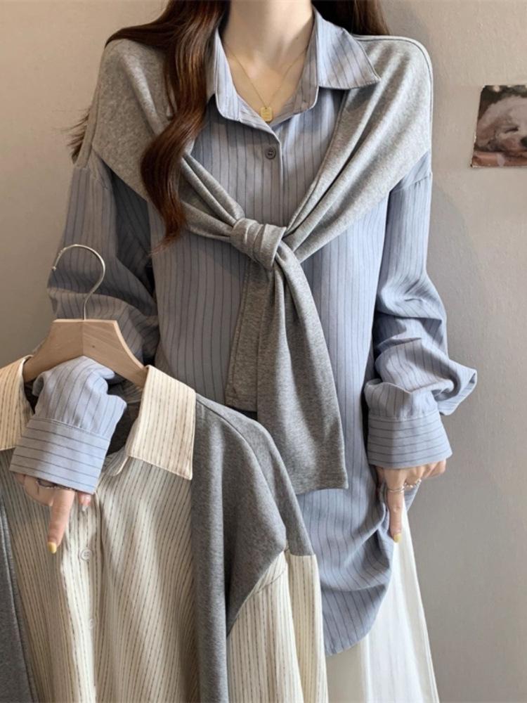 Women s Blue Striped Two-Piece Shawl Long-Sleeve Shirt - 2025 Autumn Loose Fit Korean Style M (Premium Quality)
Women s Blue Striped Two-Piece Shawl Long-Sleeve Shirt - 2025 Autumn Loose Fit Korean Style M (Premium Quality)