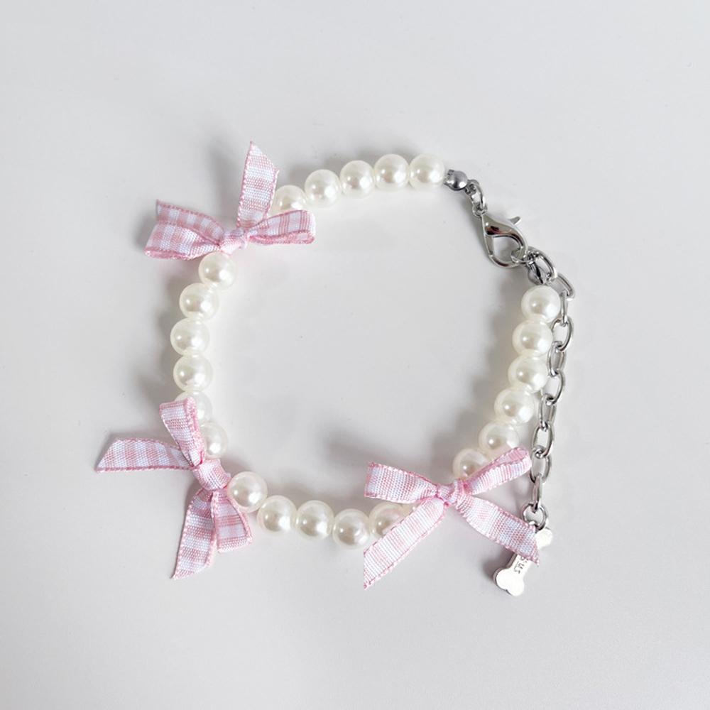 Cute Bow Cat Dog Collar Simulated Pearl Necklace Pendants Pet Collar Neck Chain for Small Dog L neck 31-36cm
Cute Bow Cat Dog Collar Simulated Pearl Necklace Pendants Pet Collar Neck Chain for Small Dog L neck 31-36cm