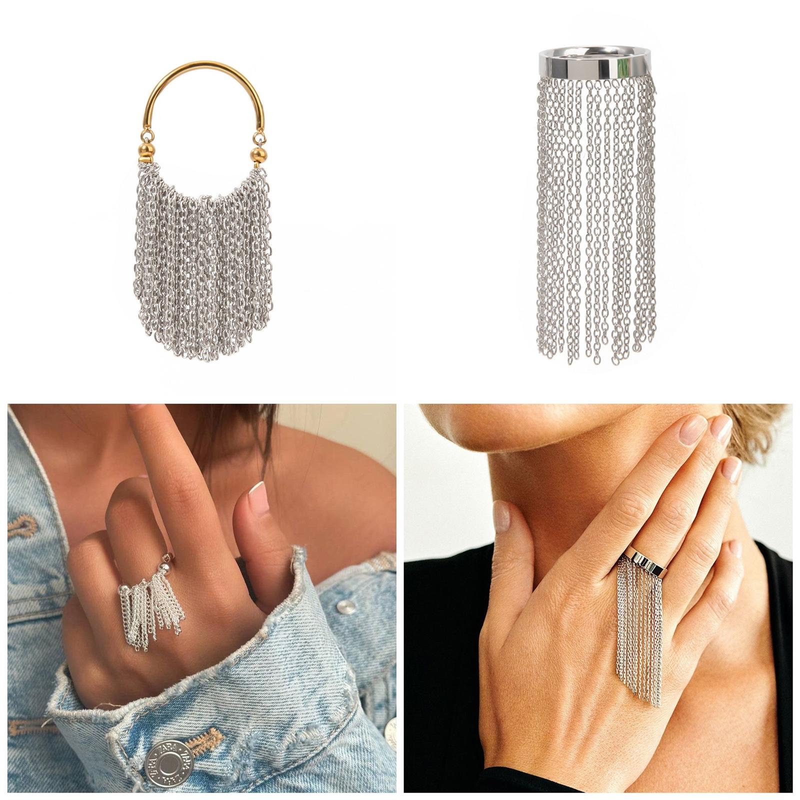 Stainless Steel Ring Adjustable Chain Fringes Finger Ring Jewelry Party Accessory for Trendy Ladies Unique Accessories 2
Stainless Steel Ring Adjustable Chain Fringes Finger Ring Jewelry Party Accessory for Trendy Ladies Unique Accessories 2