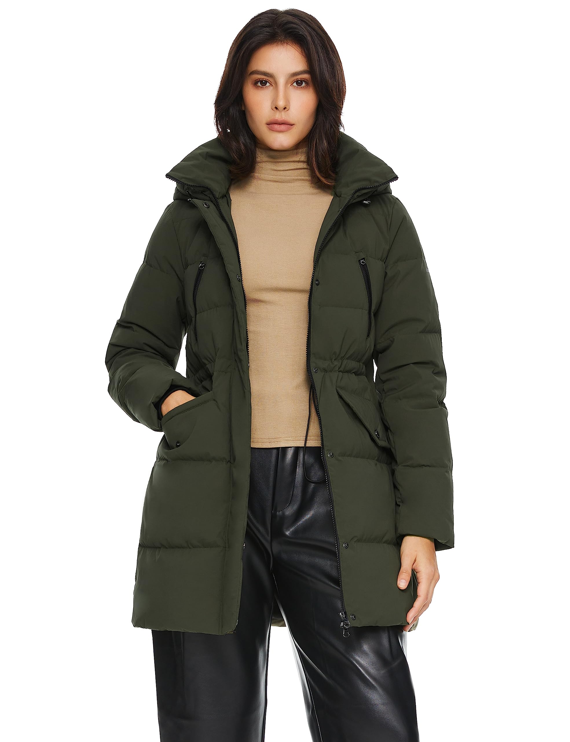 Orolay Пуховик с капюшоном обычного кроя Идеально подходит для и на открытом воздухе Размер Женская куртка, средней длины, прилегающего силуэта, ветрозащитная, холодостойкая, водоотталкивающая, зимняя, зелёный
Orolay Пуховик с капюшоном обычного кроя Идеально подходит для и на открытом воздухе Размер Женская куртка, средней длины, прилегающего силуэта, ветрозащитная, холодостойкая, водоотталкивающая, зимняя, зелёный