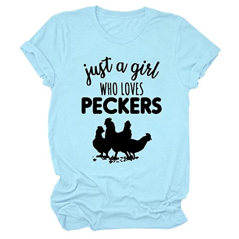 Just A Girl Who Loves Peckers Shirt Funny Chickens Graphic TShirt Women Funny Farm Tee Shirts Gift for Chicken Lover Clothes 4XL
Just A Girl Who Loves Peckers Shirt Funny Chickens Graphic TShirt Women Funny Farm Tee Shirts Gift for Chicken Lover Clothes 4XL