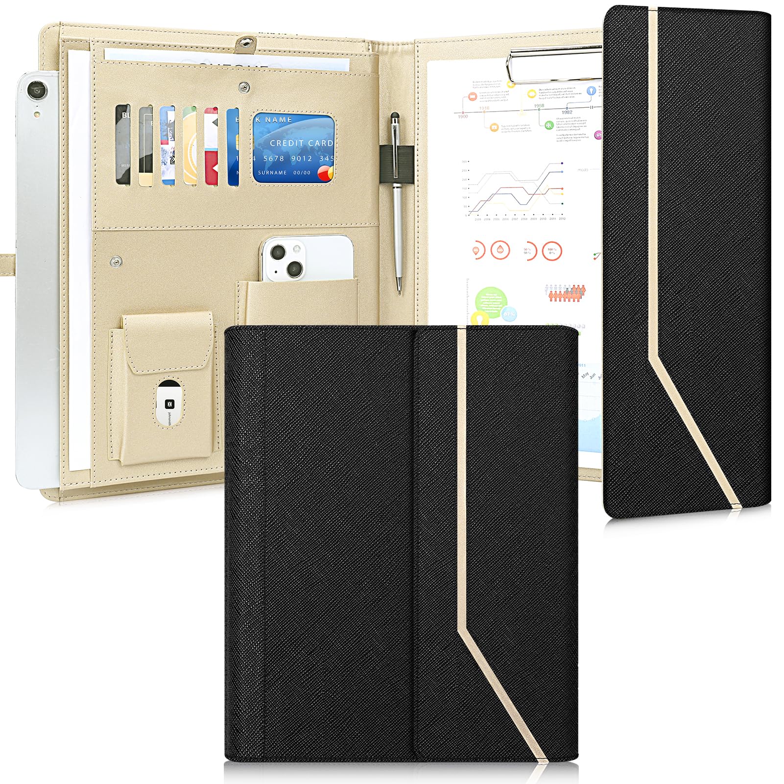Папка-планшет FYY Binder A4 Trifold из высококачественной искусственной кожи с карманом для хранения, держателем для ручек и магнитной застежкой, многофункциональная настольная папка чёрный
Папка-планшет FYY Binder A4 Trifold из высококачественной искусственной кожи с карманом для хранения, держателем для ручек и магнитной застежкой, многофункциональная настольная папка чёрный