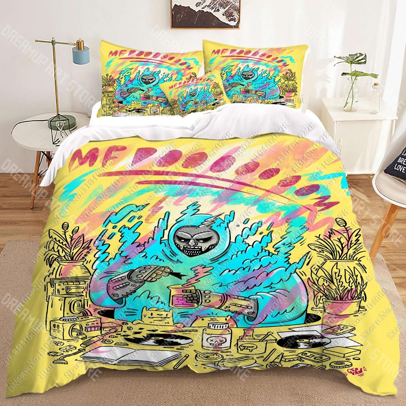 Модные 3D комплекты постельного белья MF DOOM с принтом пододеяльника, одеяло для взрослых/детей, подарок на день рождения, дропшиппинг EU Single 90x200cm