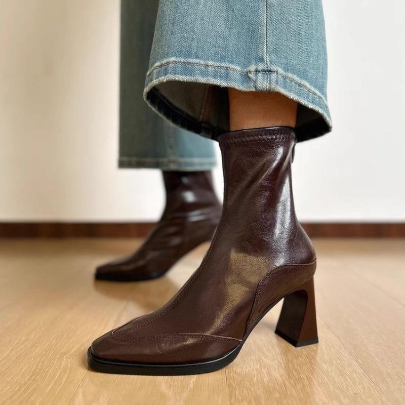 Block Heel Booties Fashion Square Toe Back Zipper Soft Sole Non-slip Wear-resistant Skinny High Heels 40 коричневий
Block Heel Booties Fashion Square Toe Back Zipper Soft Sole Non-slip Wear-resistant Skinny High Heels 40 коричневий