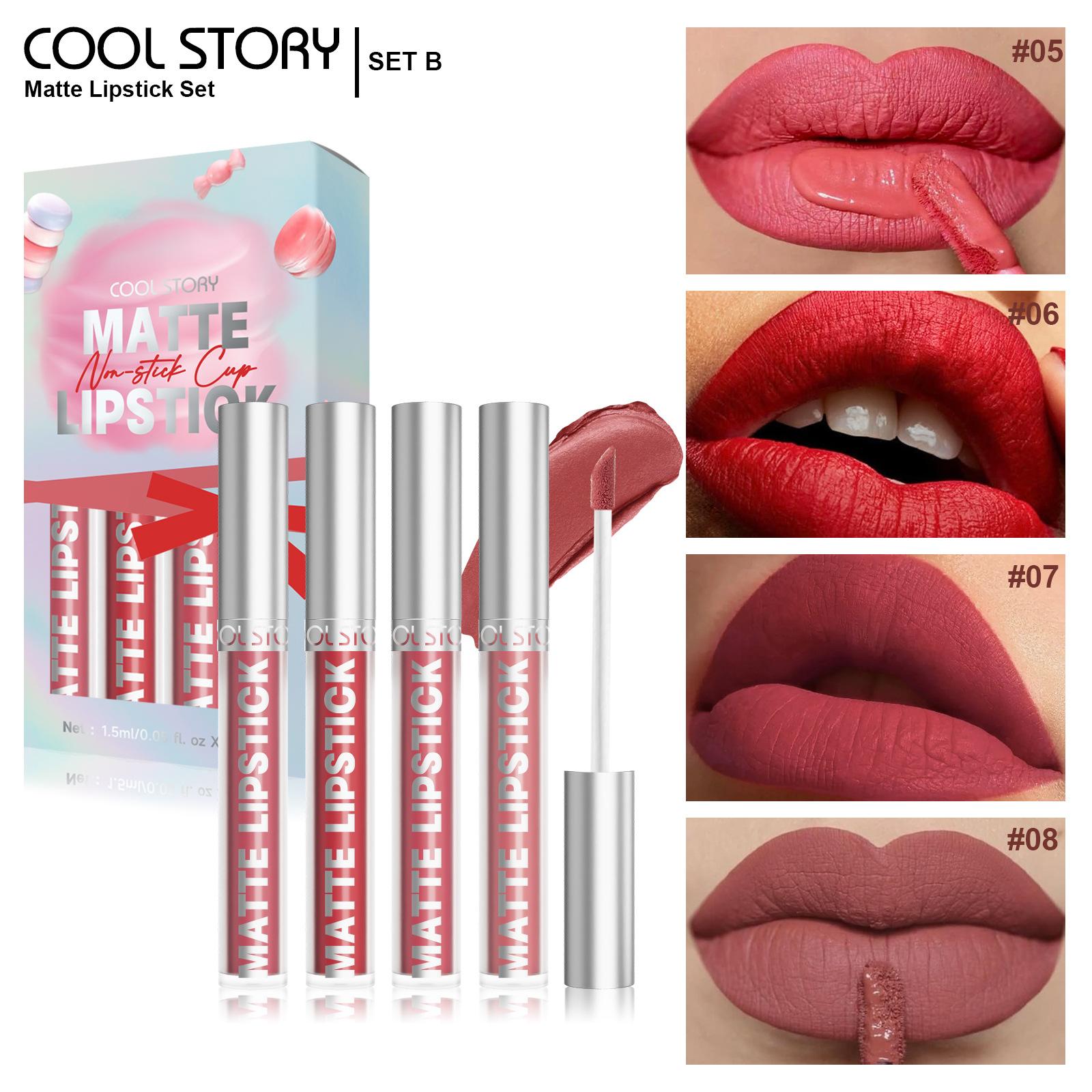 4 Velvet Lip Gloss Set Matte Color-fixed Non-stick Cup Liquid Lipstick Long-lasting Color-retaining Waterproof and Sweat-proof Cosmetics
4 Velvet Lip Gloss Set Matte Color-fixed Non-stick Cup Liquid Lipstick Long-lasting Color-retaining Waterproof and Sweat-proof Cosmetics