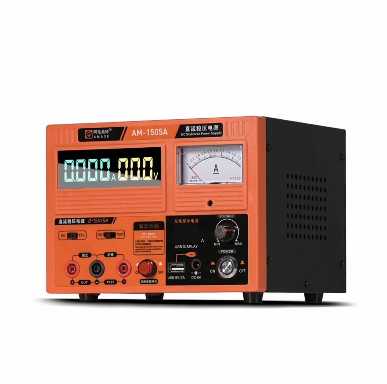 AMAOE 15V5A DC Regulated Power Supply, Analog/Digital Display, Mobile Phone Repair, Burn-in Adjustable Voltage and Ammeter червоний
AMAOE 15V5A DC Regulated Power Supply, Analog/Digital Display, Mobile Phone Repair, Burn-in Adjustable Voltage and Ammeter червоний
