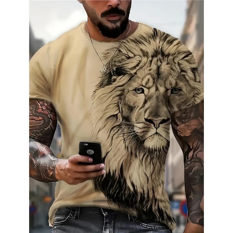 Men s bold lion 3D print T-shirt - Relaxed fit, short sleeves, crew neck, asymmetrical design - Novelty polyester top S
Men s bold lion 3D print T-shirt - Relaxed fit, short sleeves, crew neck, asymmetrical design - Novelty polyester top S