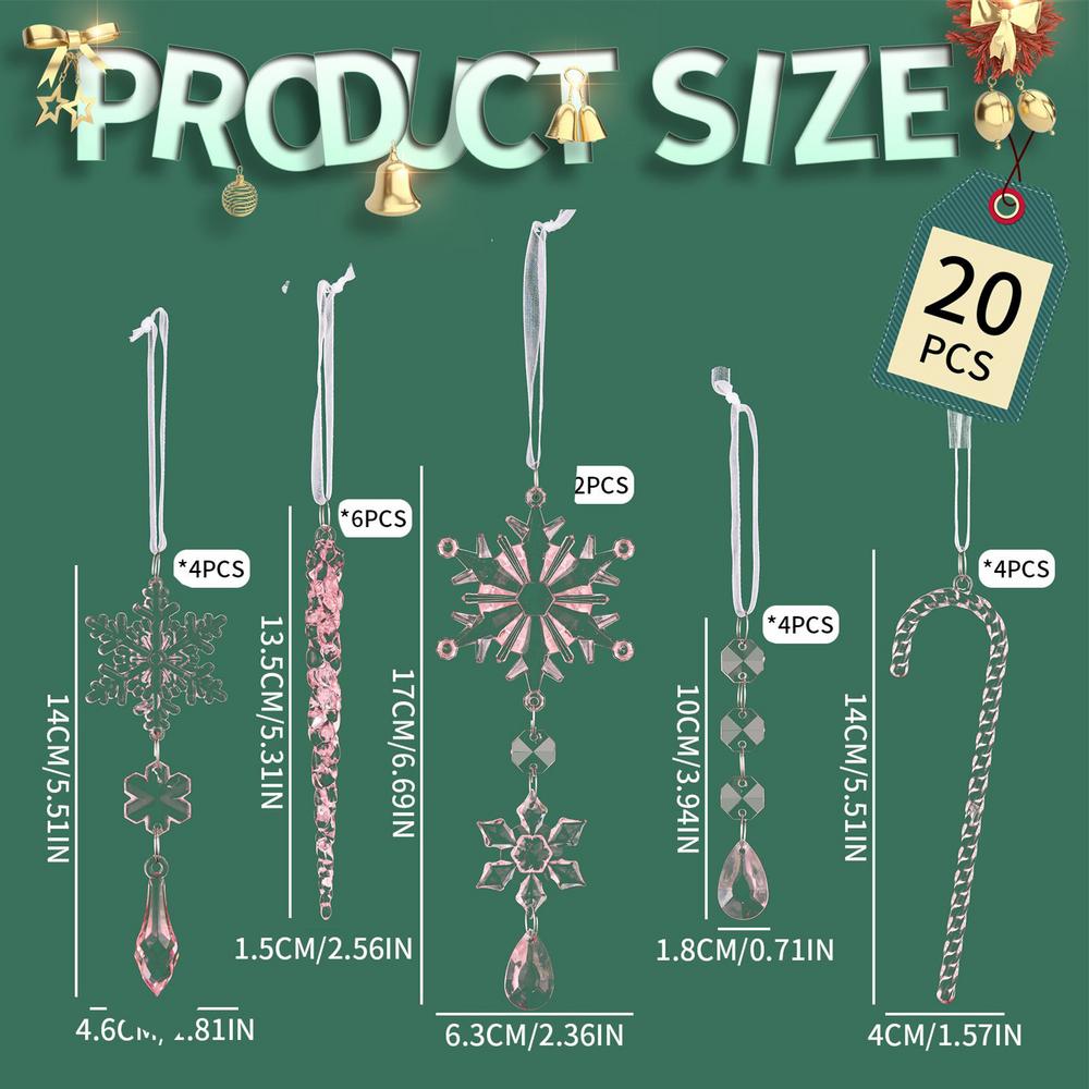 20Pcs Clear Snowflake Icicle Pendants Acrylic Christmas Tree Ornament Christmas Holiday Home Party Hanging Decorations рожевий
20Pcs Clear Snowflake Icicle Pendants Acrylic Christmas Tree Ornament Christmas Holiday Home Party Hanging Decorations рожевий