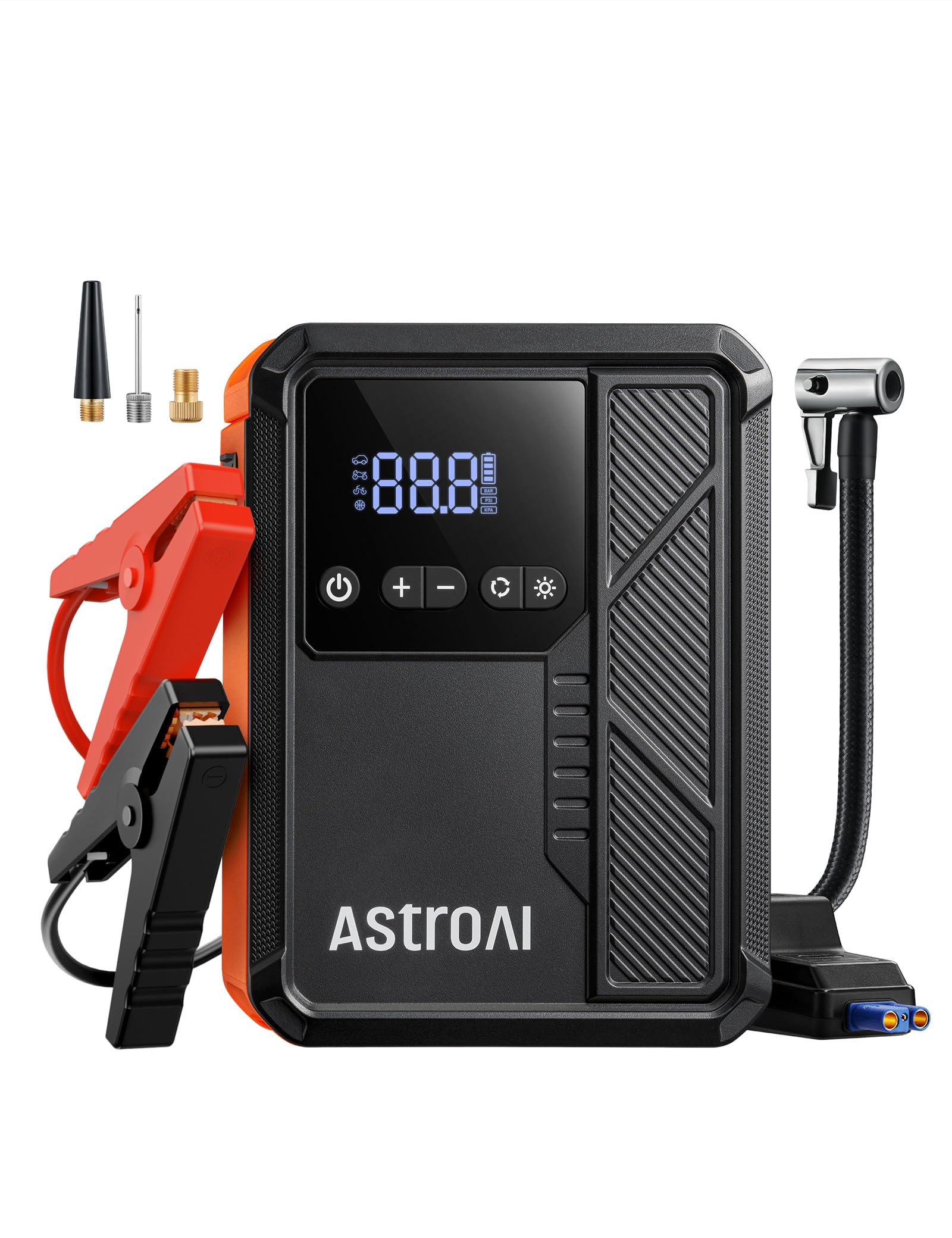 AstroAI Beta822 Jump Starter with 1034kPa Air Compressor, 3000A Peak Current, Car Engine Starter (Compatible with up to 9.0L Gasoline and 7.0L Diesel
AstroAI Beta822 Jump Starter with 1034kPa Air Compressor, 3000A Peak Current, Car Engine Starter (Compatible with up to 9.0L Gasoline and 7.0L Diesel