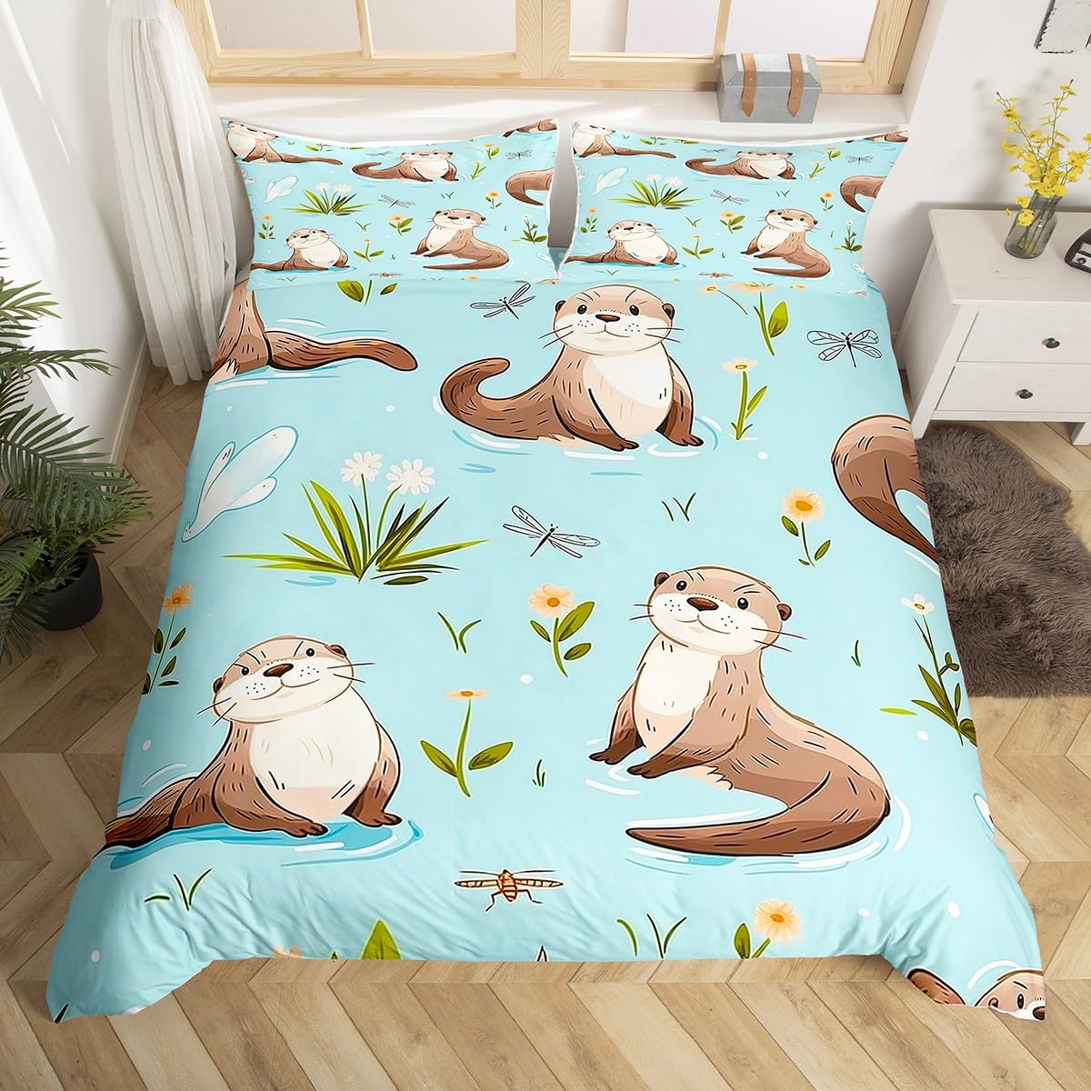 Sea Oter Soft Duvet Cover Set Ocean Creature Oter Todler Soft Polyester Beding Set Adorable Lovely Carton Animal Print Warm Comforter Cover Sets 135*200cm Eu-Single
Sea Oter Soft Duvet Cover Set Ocean Creature Oter Todler Soft Polyester Beding Set Adorable Lovely Carton Animal Print Warm Comforter Cover Sets 135*200cm Eu-Single