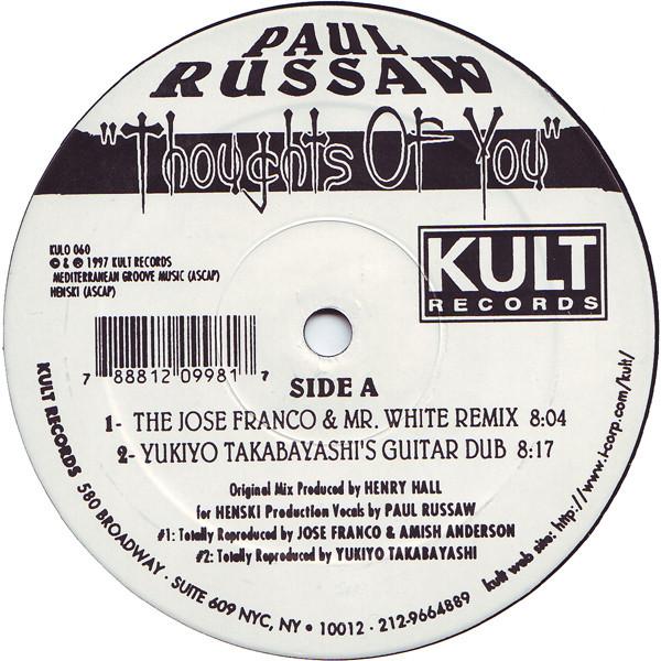 12inch Record PAUL RUSSAW - Thoughts Of You KULO060 Kult Records 1997 US Dance & Electronica Used
12inch Record PAUL RUSSAW - Thoughts Of You KULO060 Kult Records 1997 US Dance & Electronica Used