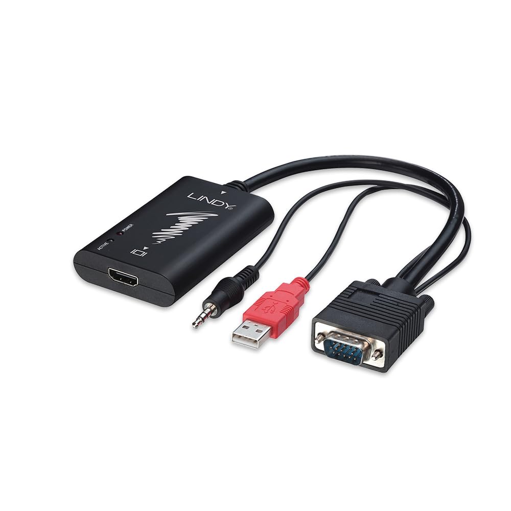 Кабель-перетворювач LINDY 1080p VGA/АУДІО на HDMI (Модель: 38188)
Кабель-перетворювач LINDY 1080p VGA/АУДІО на HDMI (Модель: 38188)