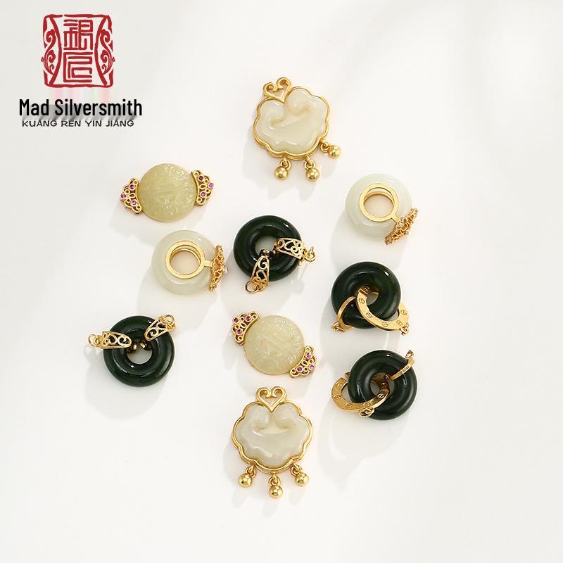 925 Sterling Silver & Natural Hetian Jade Good Fortune Lock Pendant Necklace & Charm Bracelet DIY Accessories
925 Sterling Silver & Natural Hetian Jade Good Fortune Lock Pendant Necklace & Charm Bracelet DIY Accessories