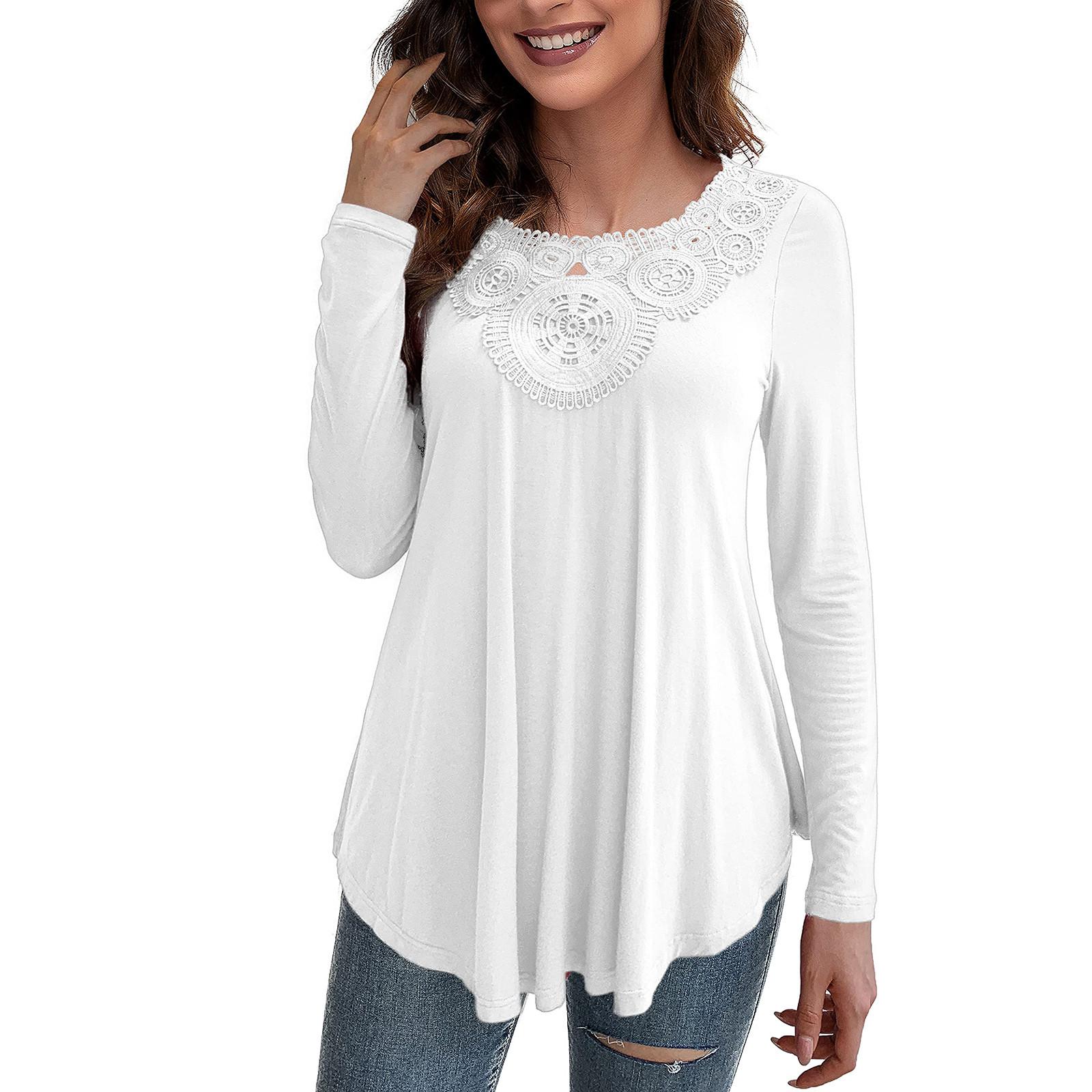 Модные женские кружевные свободные мягкие удобные эластичные топы с длинными рукавами и круглым вырезом XL белый
Модные женские кружевные свободные мягкие удобные эластичные топы с длинными рукавами и круглым вырезом XL белый