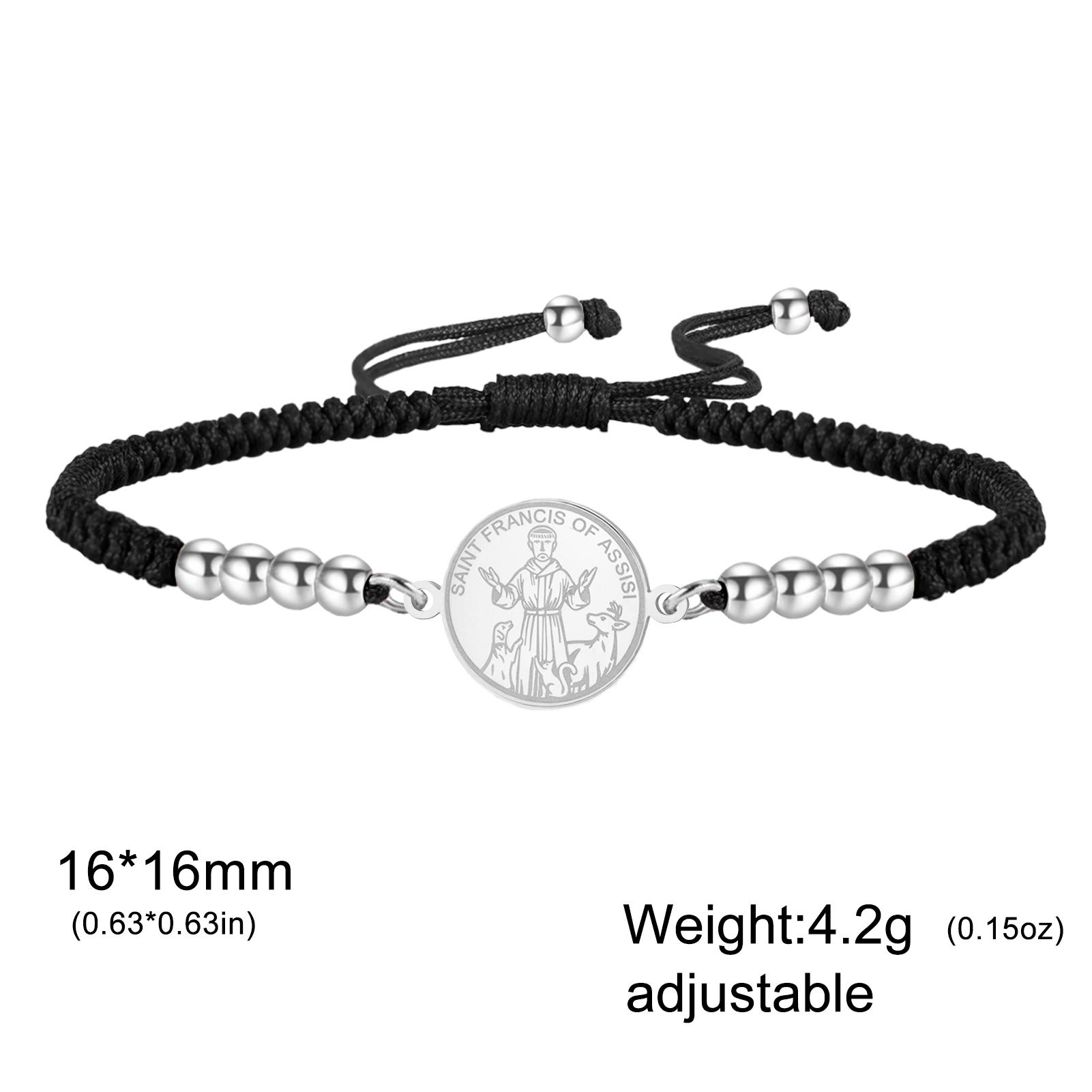 LIKGREAT Saint Francis of Assisi 16*16mm Double Sided Etched Round Pendant Two Hole Adjustable Braided Rope Bracelet Religious
LIKGREAT Saint Francis of Assisi 16*16mm Double Sided Etched Round Pendant Two Hole Adjustable Braided Rope Bracelet Religious