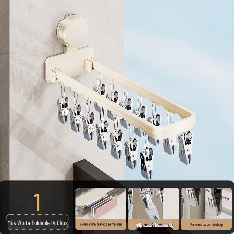Wall-Mounted Folding Sock Drying Rack with Suction Cups and Multi-Clips for Balcony Use
Wall-Mounted Folding Sock Drying Rack with Suction Cups and Multi-Clips for Balcony Use