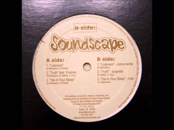 12inch Record SOUNDSCAPE - Listeners / Truth / Die In Your Sle 51244007447 Crowd Control R 2000 US Rap & Hip-Hop/R&B Used
12inch Record SOUNDSCAPE - Listeners / Truth / Die In Your Sle 51244007447 Crowd Control R 2000 US Rap & Hip-Hop/R&B Used