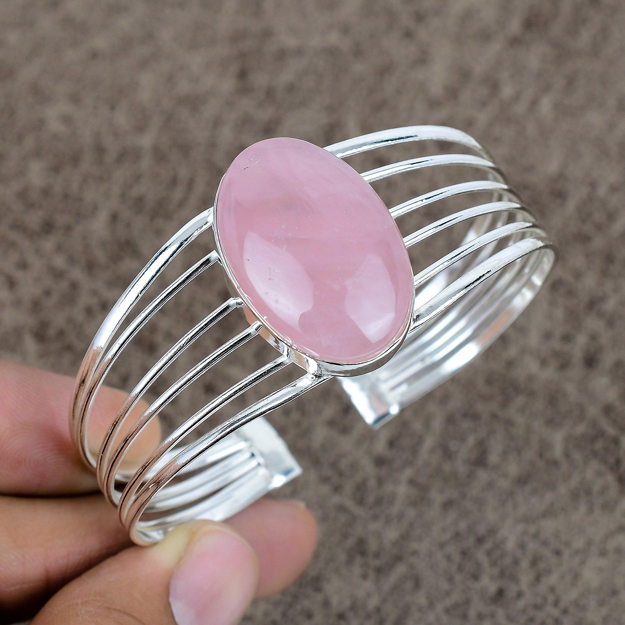 Rose Quartz Gemstone Handmade 925 Sterling Silver Cuff Bangle Adjustable KKG-190
Rose Quartz Gemstone Handmade 925 Sterling Silver Cuff Bangle Adjustable KKG-190