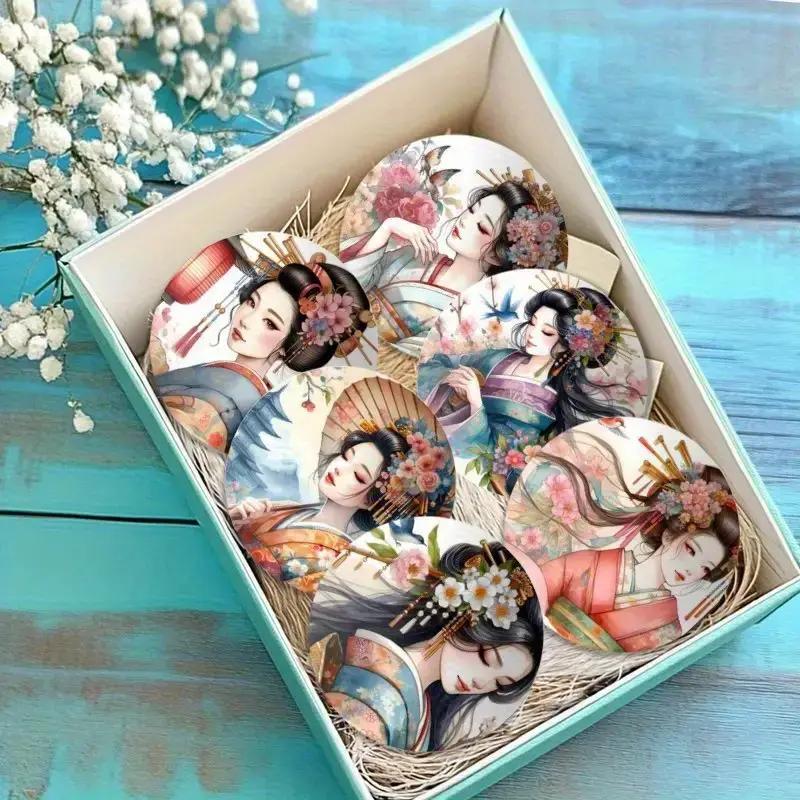 6pc Elegant Japanese and style Wooden Coaster with Traditional Geisha and Cherry Blossom Design Kitchen/Restaurant Decora L&Round
6pc Elegant Japanese and style Wooden Coaster with Traditional Geisha and Cherry Blossom Design Kitchen/Restaurant Decora L&Round