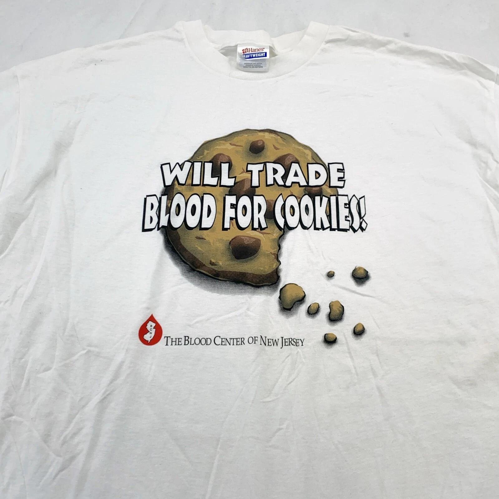 vintage 90s NEW JERSEY BLOOD CENTER COOKIES T-Shirt LARGE/XL donor S
vintage 90s NEW JERSEY BLOOD CENTER COOKIES T-Shirt LARGE/XL donor S