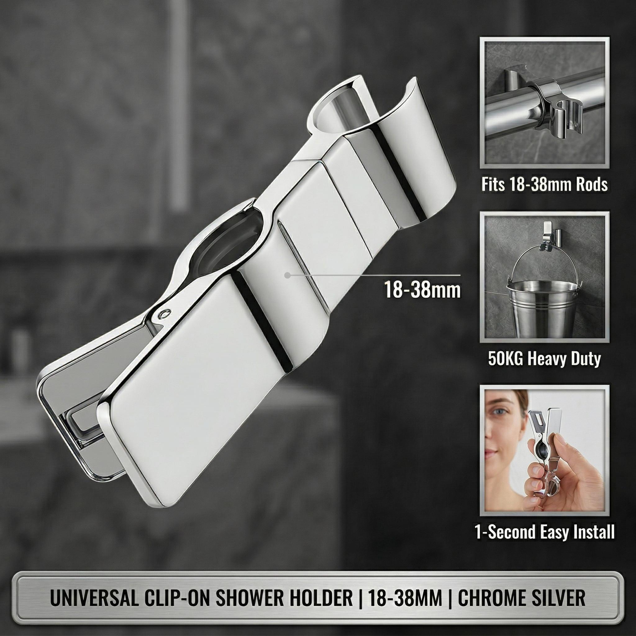 Adjustable Clip On Shower Head Holder For Slide Bar Handheld Shower Wand Mount Bracket Bathroom Replacement Part No Drilling
Adjustable Clip On Shower Head Holder For Slide Bar Handheld Shower Wand Mount Bracket Bathroom Replacement Part No Drilling