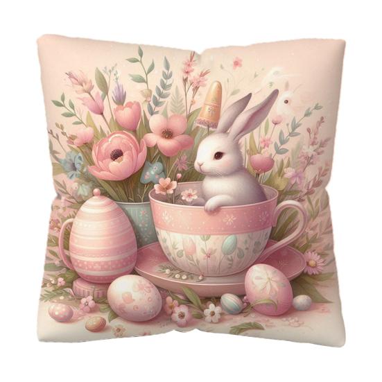 45661 шт. Пасхальная наволочка с цифровым принтом в виде мультяшного кролика, скрытая застежка-молния, подушка B