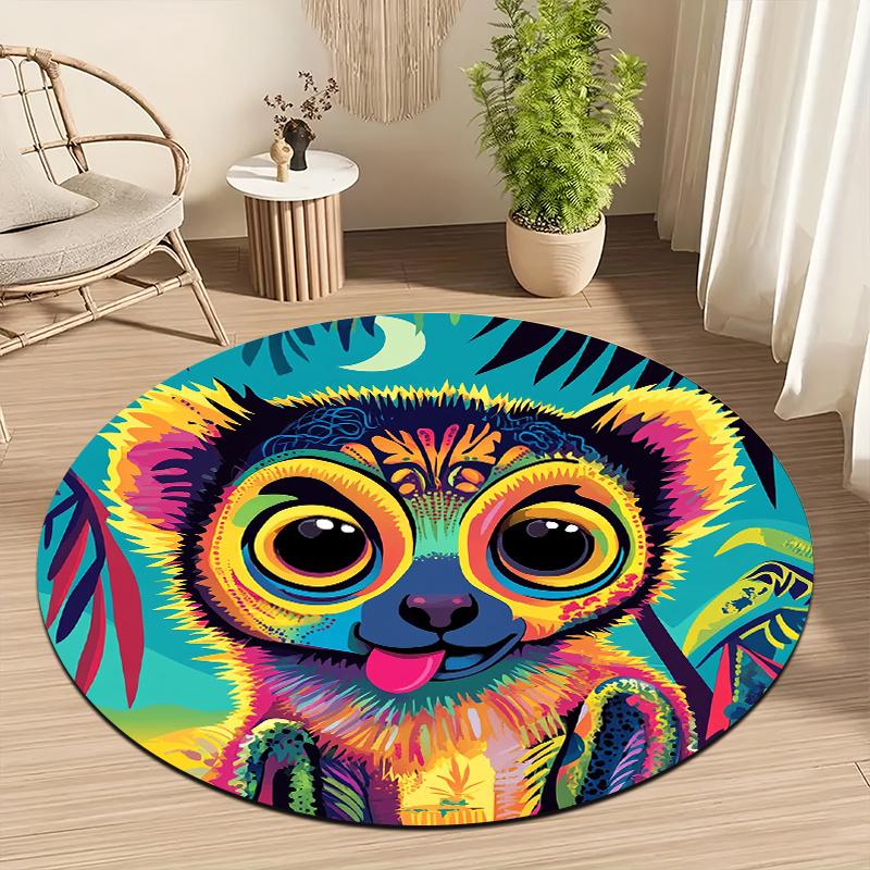 Colorful Lemur Art Style Flannel-printed round floor mats are slip-resistant Suitable living room bedroom terrace garden carpets 60cm
Colorful Lemur Art Style Flannel-printed round floor mats are slip-resistant Suitable living room bedroom terrace garden carpets 60cm