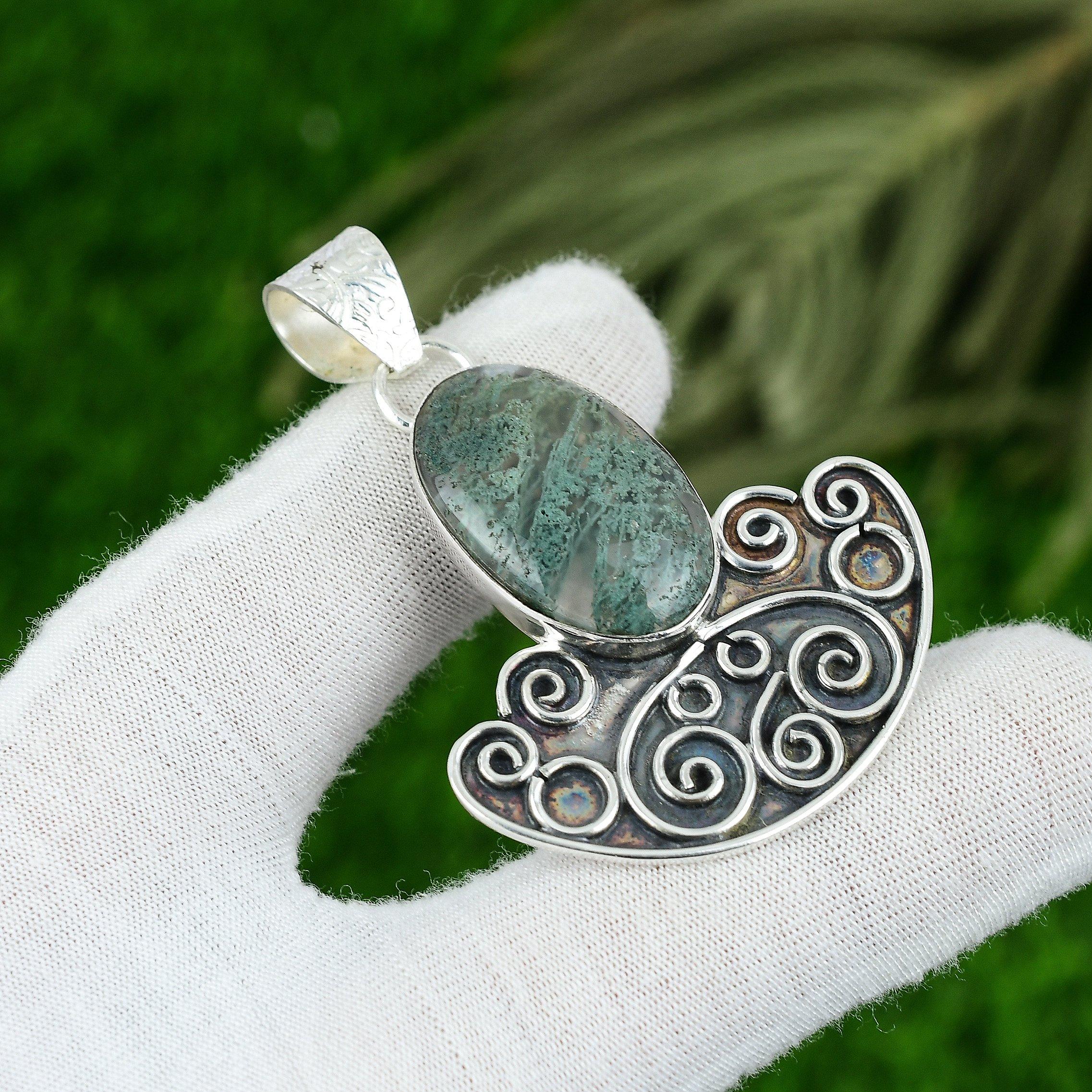 925 Sterling Silver Oval Solar Moss Agate Gemstone Bezel Sister Art Deco Pendant
925 Sterling Silver Oval Solar Moss Agate Gemstone Bezel Sister Art Deco Pendant