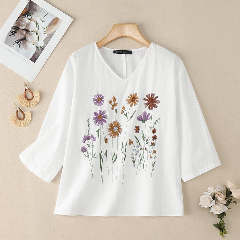 ZANZEA Женская повседневная блузка с цветочным принтом, круглым вырезом и рукавами 3/4 XL белый
ZANZEA Женская повседневная блузка с цветочным принтом, круглым вырезом и рукавами 3/4 XL белый