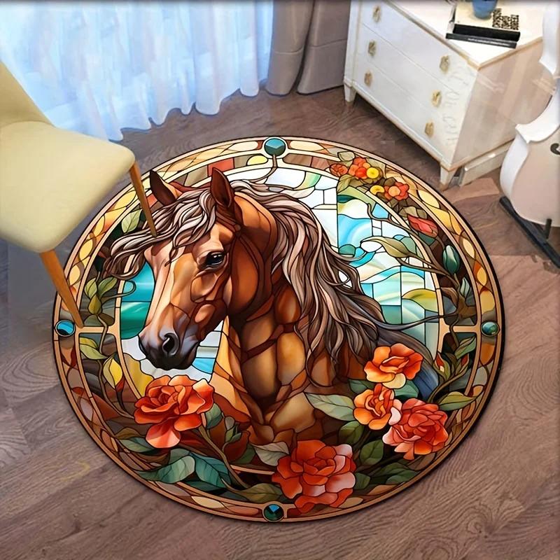 Stained Glass Horse Round Rug – Crystal Velvet Animal Print Mat for Vintage Living Room & Bedroom Decor Diameter 60cm
Stained Glass Horse Round Rug – Crystal Velvet Animal Print Mat for Vintage Living Room & Bedroom Decor Diameter 60cm